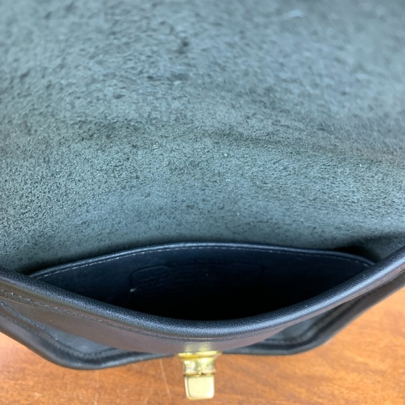 Coach Black Leather Crossbody Satchel with Gold Turnlock - Picture 7 of 16